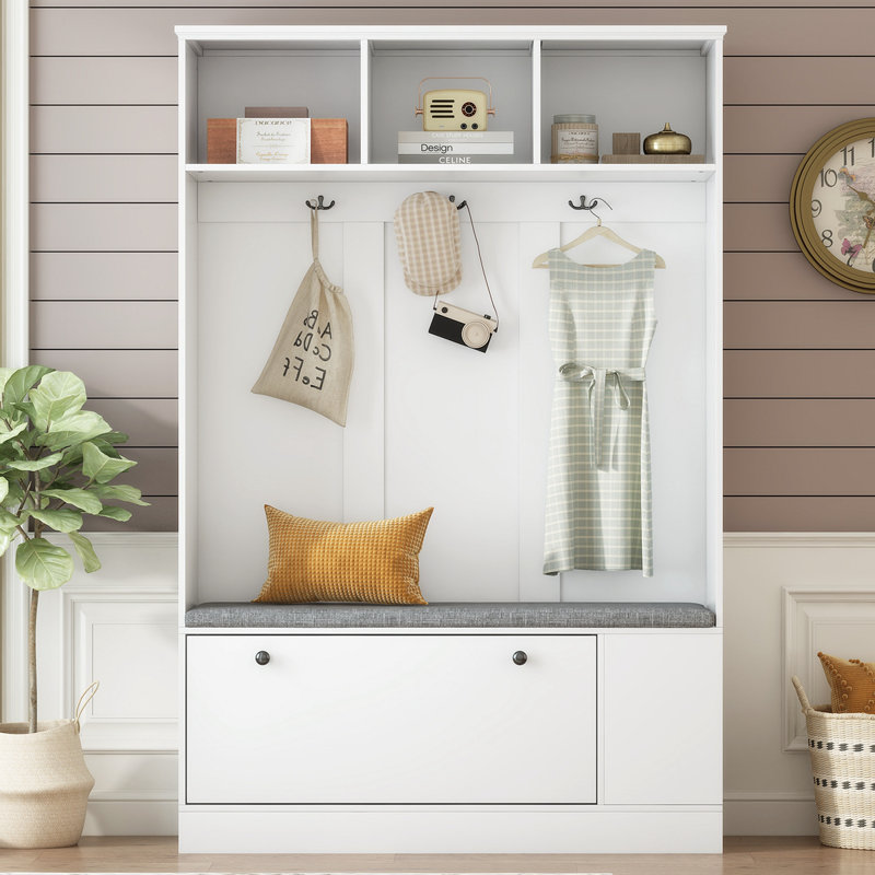 Hokku Designs Hall Tree With Bench Mudroom Storage Unit Entryway Coat And Shoe Storage Wayfair